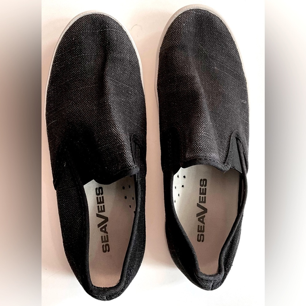 SeaVees Baja Slip On Classic sneakers women black linen 7.5 flats shoes